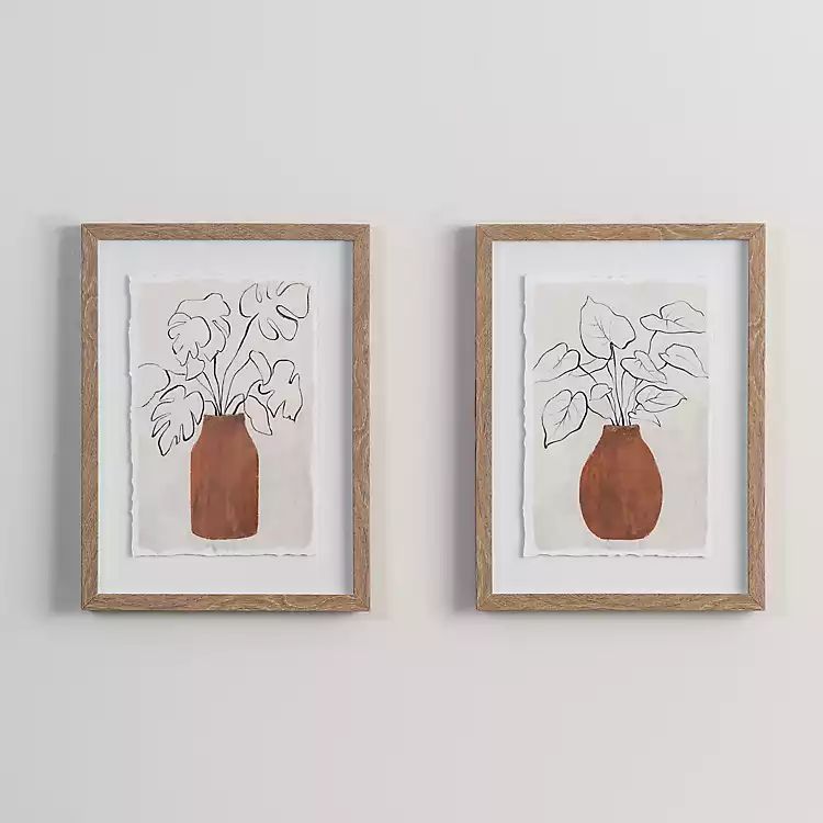 Palm Leaves in Vase Framed Art Prints, Set of 2 | Kirkland's Home