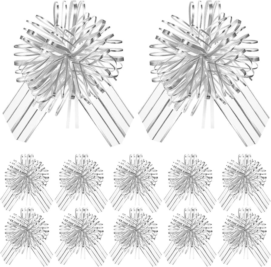 Poen 12 Pieces Large Pull Bow Christmas Presents Gift Wrapping Organza Pull Bows with Ribbon for ... | Amazon (US)