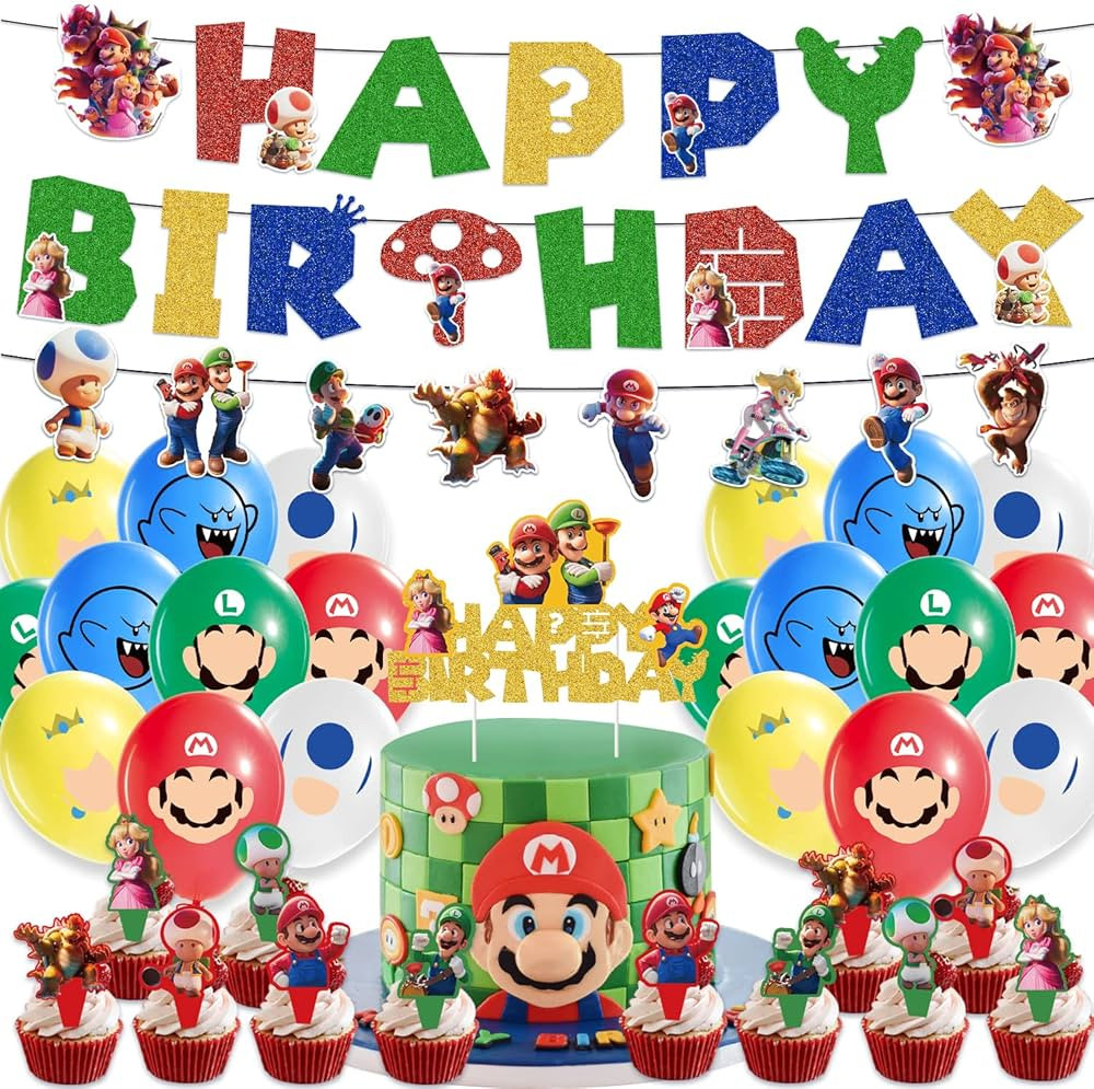 45 Pc Mariios Video Game Birthday Party Supplies for Kids– Game Birthday Party Decorations Incl... | Amazon (US)