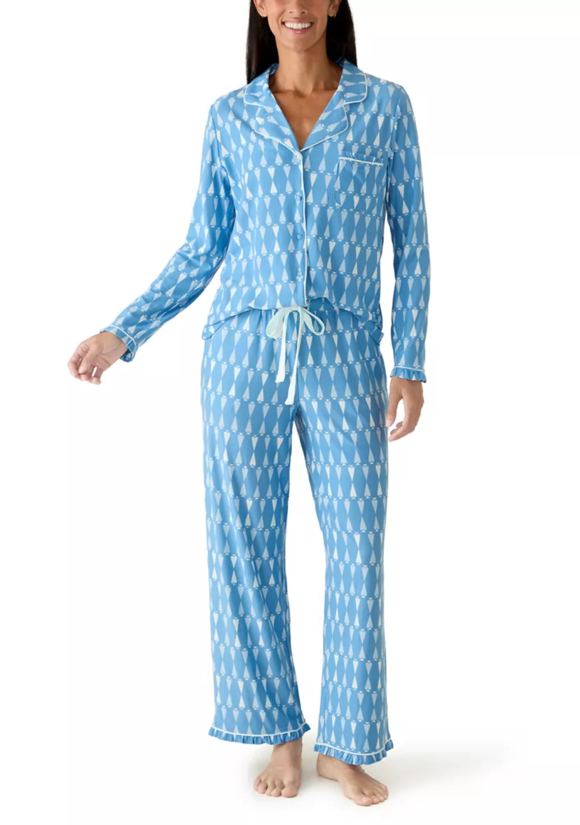 Women's Notch Collar Print Pajama Set | Belk