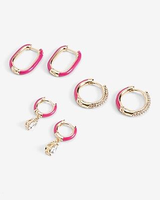 Set Of 3 Colored Hoop Earrings | Express