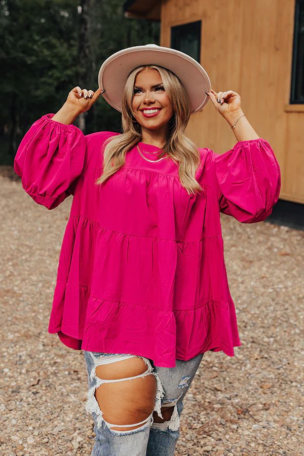 Ever So Posh Shift Top In Hot Pink Curves | Impressions Online Boutique