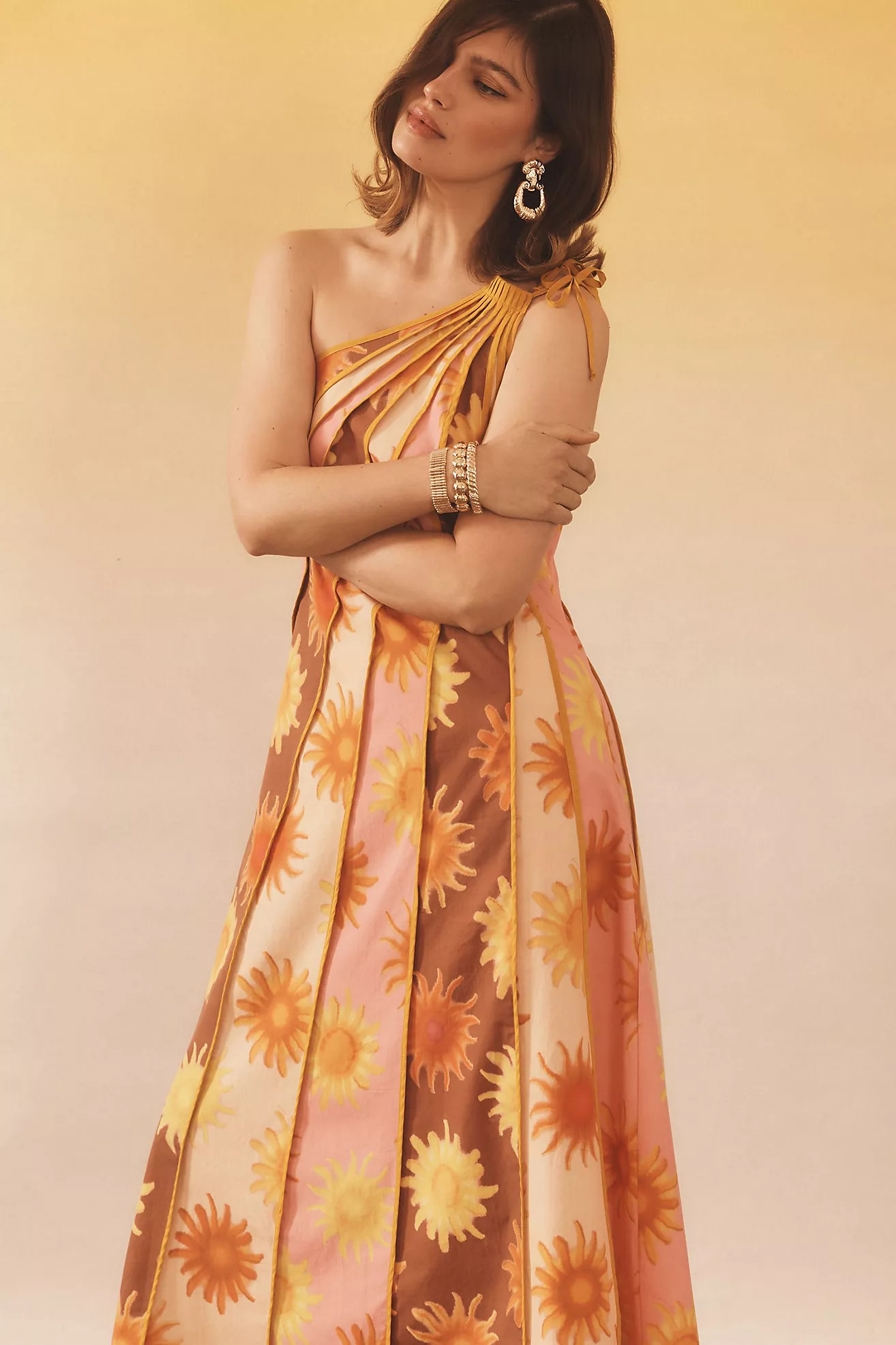 Farm Rio X Anthropologie One-Shoulder Seamed A-Line Dress | Anthropologie (US)