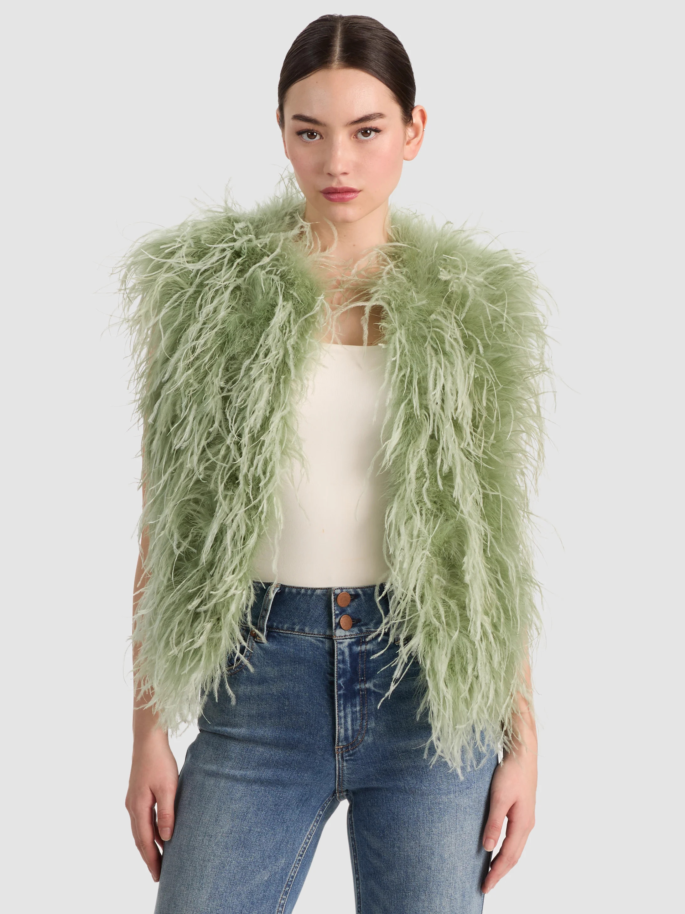 alice + olivia CHANDA FEATHERED VEST | Alice + Olivia