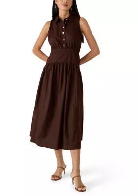 Petite Sleeveless Midi Shirtdress with Collar | Belk