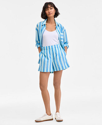 Women's Cotton Striped Pull-On Shorts | Macy's