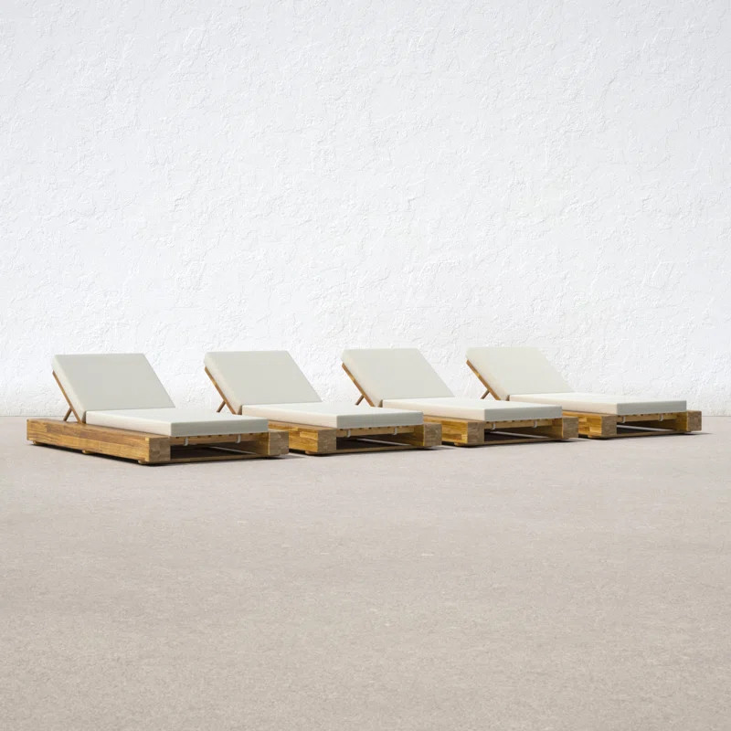 Lyor Outdoor Acacia Chaise Lounge Set (Set of 4) | Wayfair North America