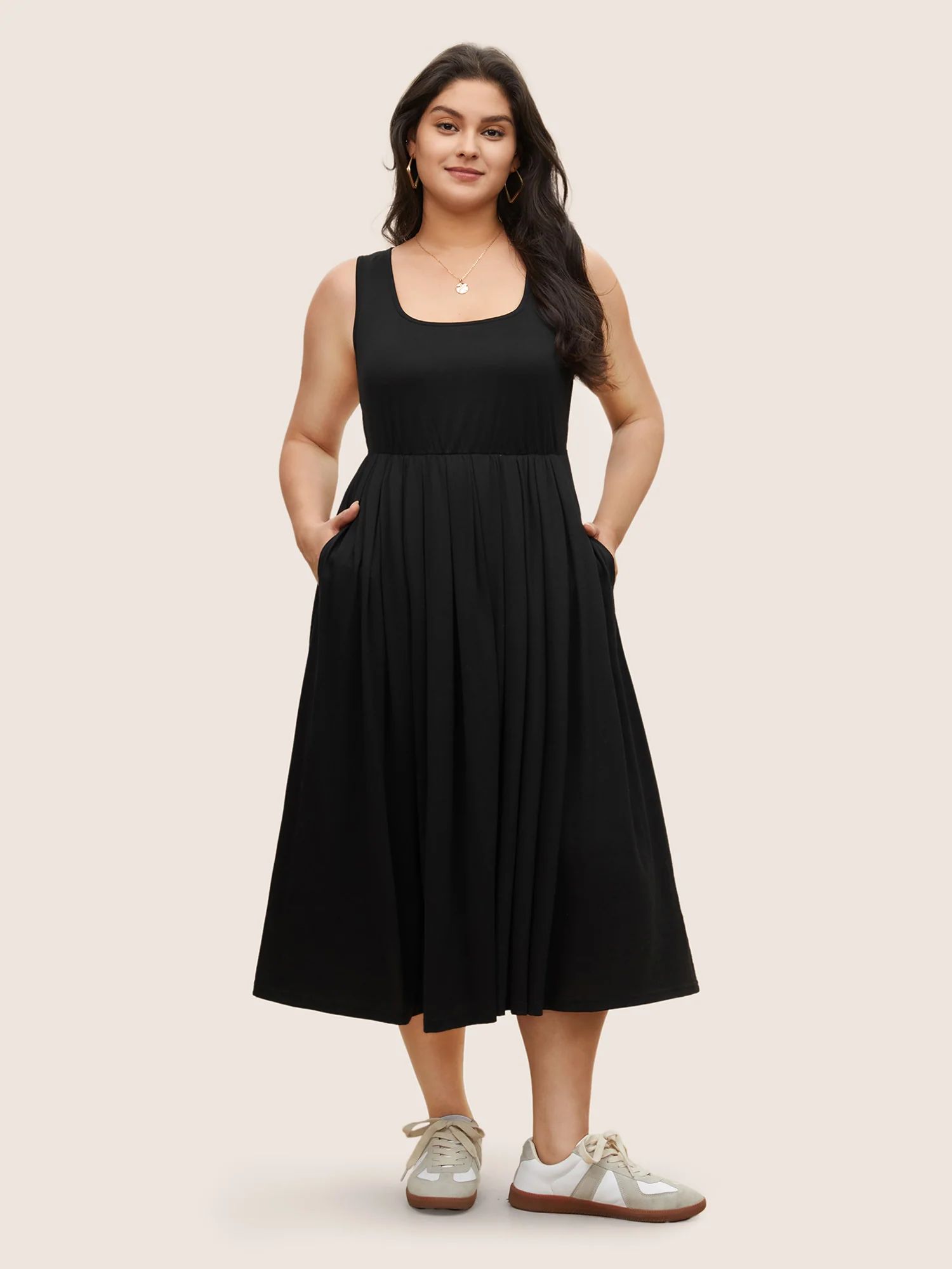 Supersoft Essentials Solid Gathered Tank Dress | Bloomchic