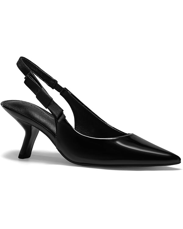 Coutgo Womens Slingback Kitten Heels Work Pumps Dress Shoes | Amazon (US)
