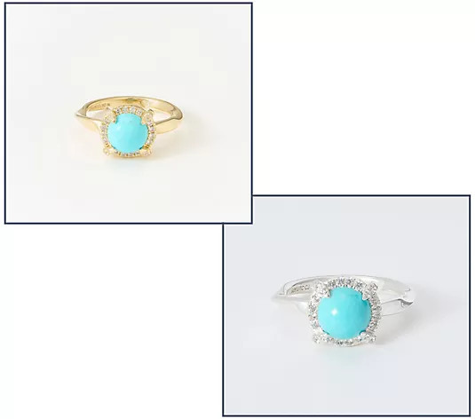 Christian James by Scott Grimes Sterling Silver Ripple Halo Turquoise Ring - QVC.com | QVC