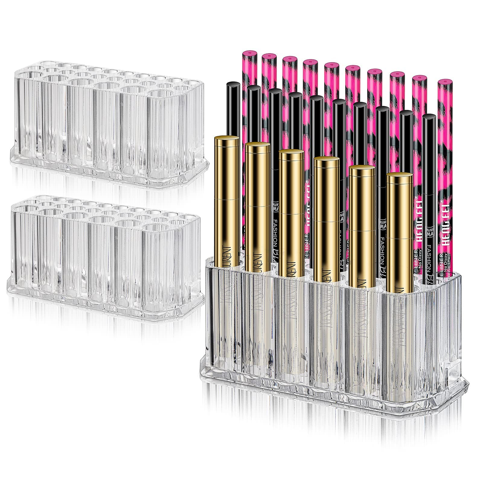 Foraineam 3 Pack Acrylic Eyeliner Lip Liner Holder Organizer, 26 Slots Makeup Brush Pencil Organi... | Amazon (US)