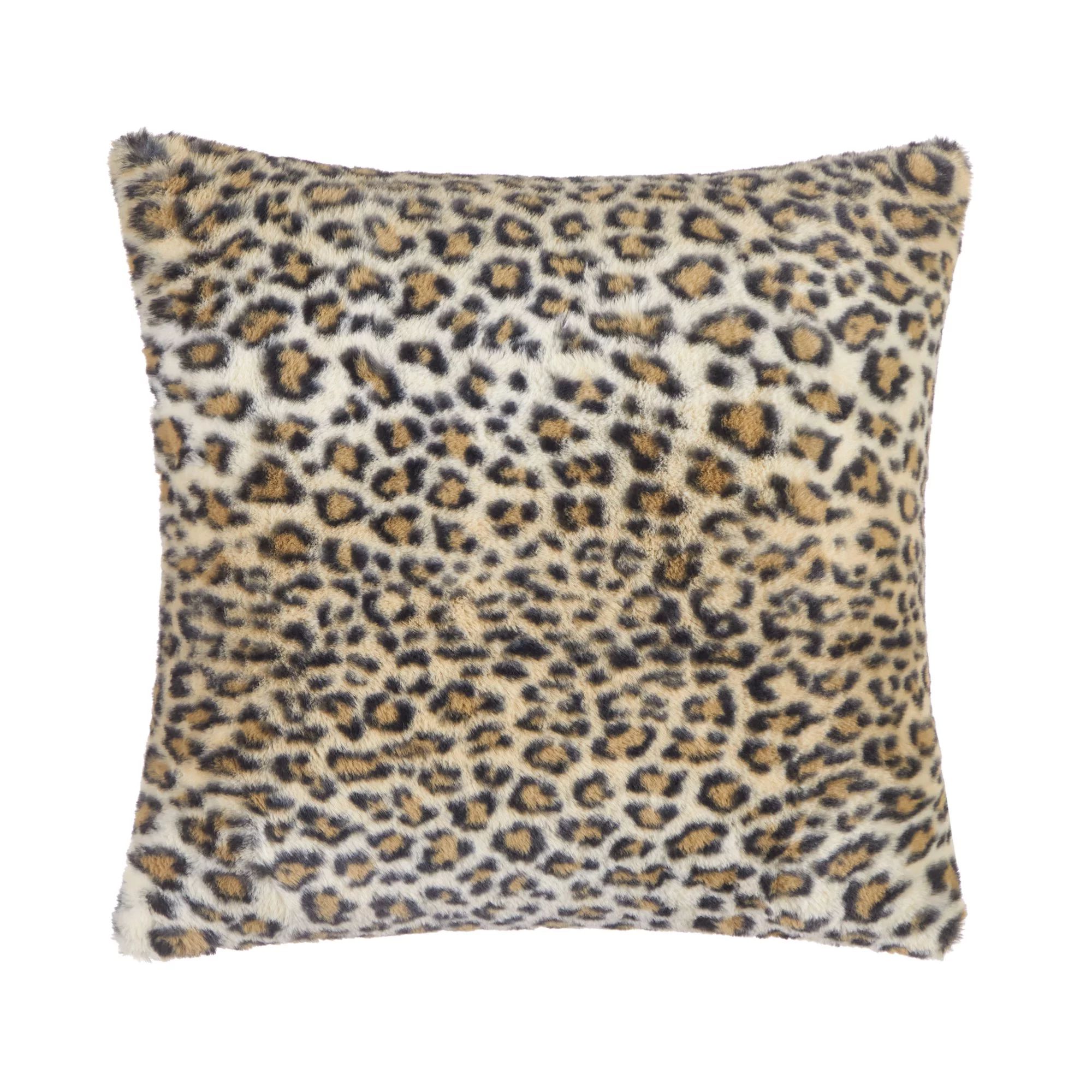 Sofia Home Leopard Print Faux Fur 20" x 20" Decorative Pillow by Sofia Vergara - Walmart.com | Walmart (US)