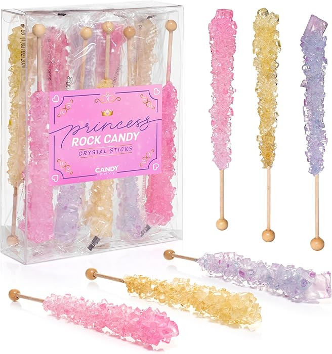 Candy Envy - Princess Rock Candy Sugar Sticks - 10 Individually Wrapped - Gold, Lavender, Light P... | Amazon (US)