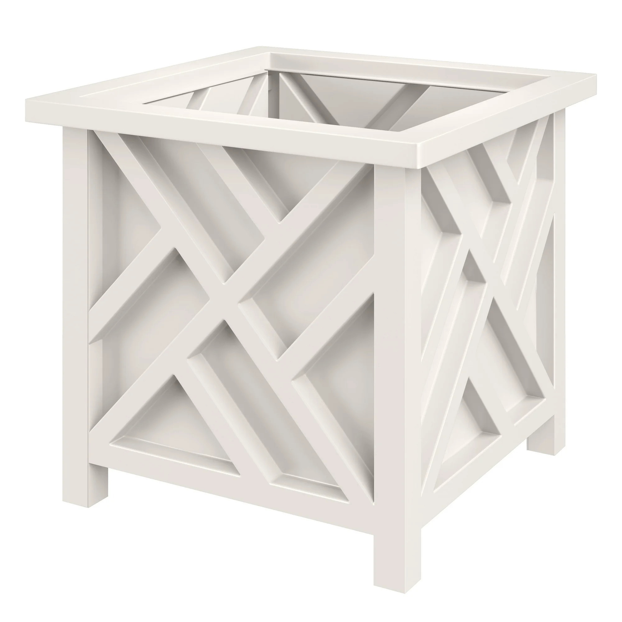 Pure Garden Outdoor Lattice Planter Box - 15.5-Inch Plant Pot, White | Walmart (US)