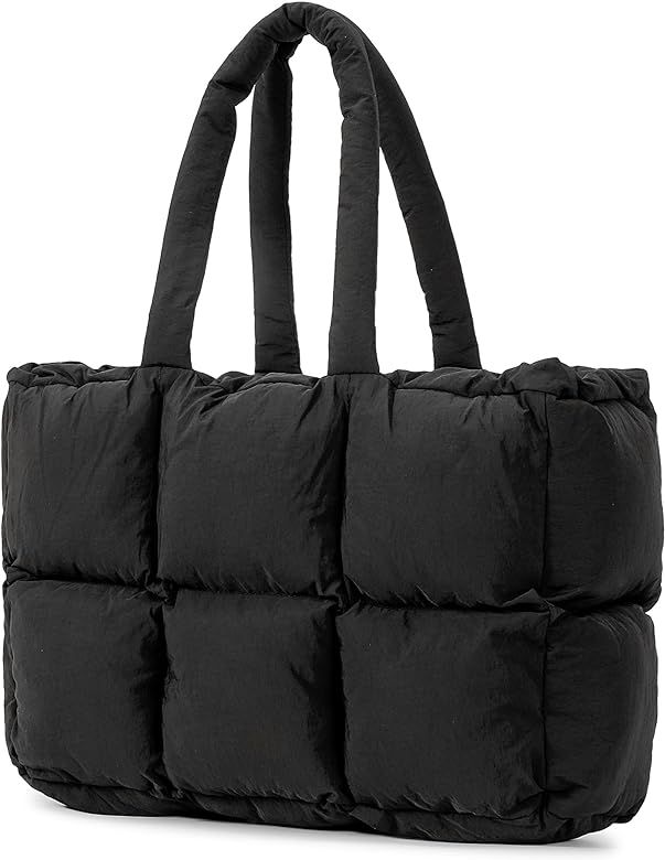 Herald Puffer Tote Bag for Women, Large Quilted Puffy Cloud Handbag Winter Down Padding Lattice S... | Amazon (US)
