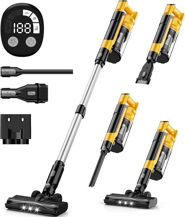 350W Cordless Vacuum Cleaner for Dewalt Battery, 35kPa Brushless Lightweight Stick Vacuum with 3 ... | Amazon (US)