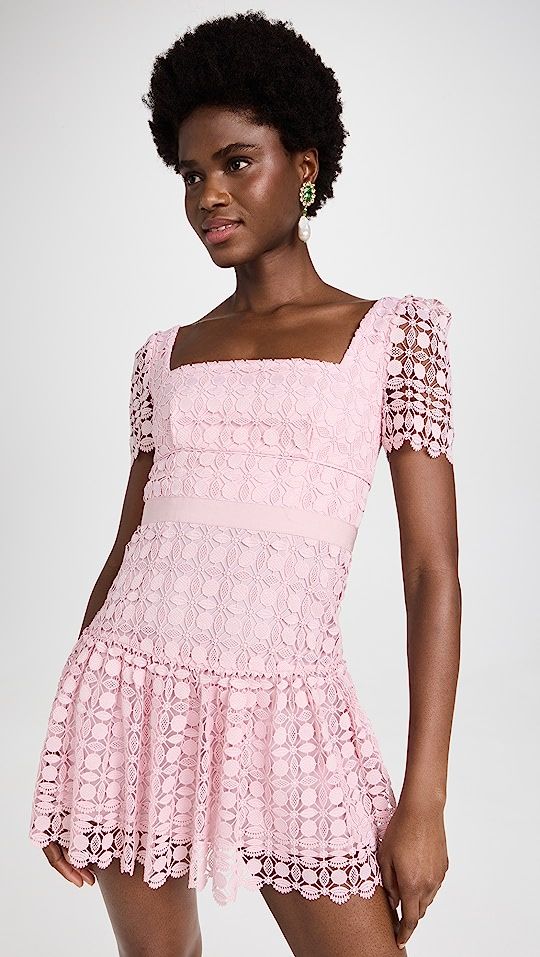 Pink Petal Lace Mini Dress | Shopbop