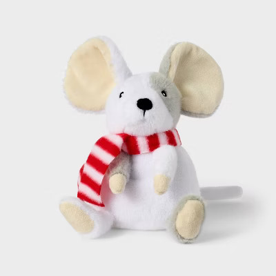 7'' Mouse White and Gray with Striped Scarf Stuffed Animal - Gigglescape™ | Target