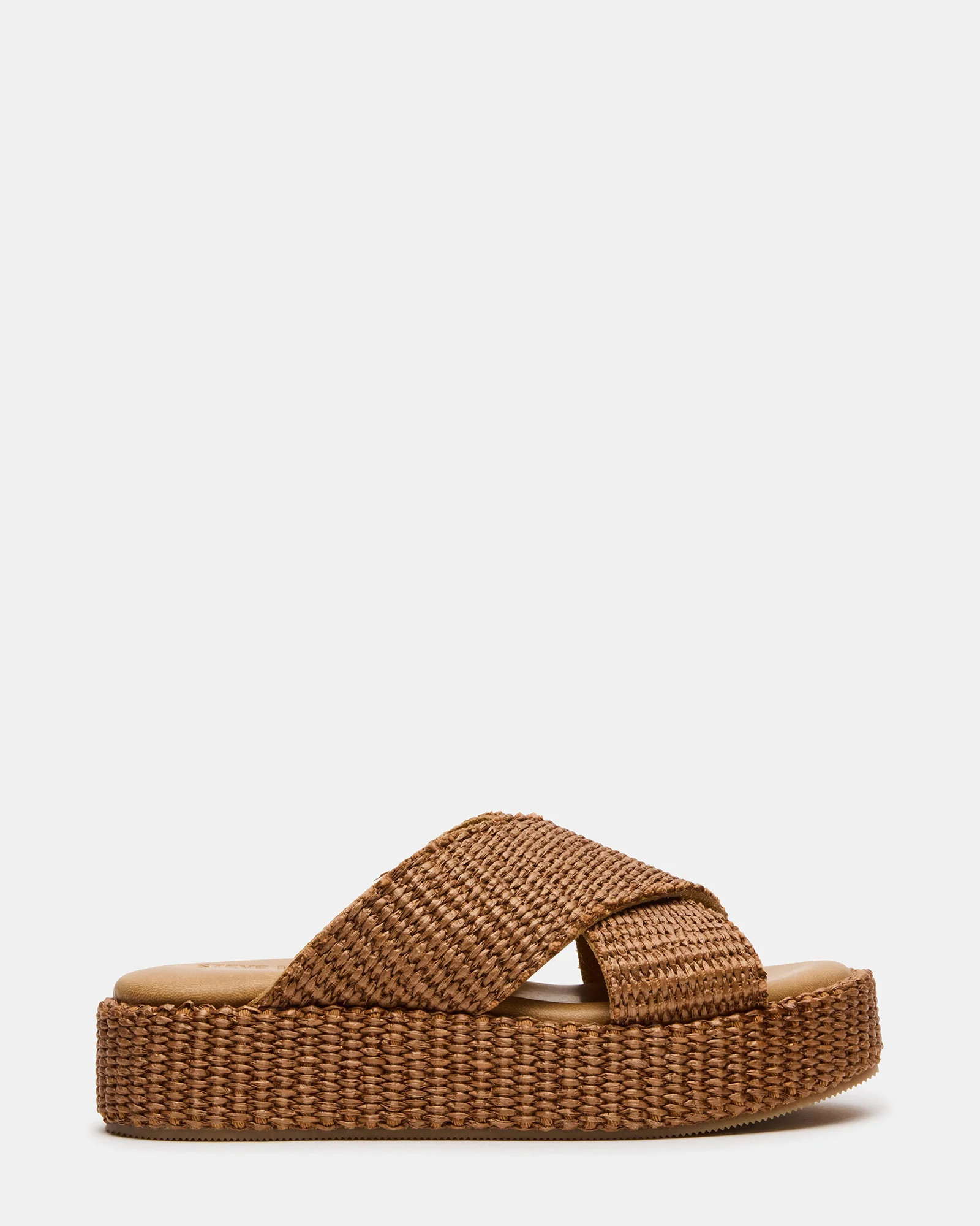 TULUM Brown Raffia Platform Flatform Women's Sandal | Steve Madden (US)
