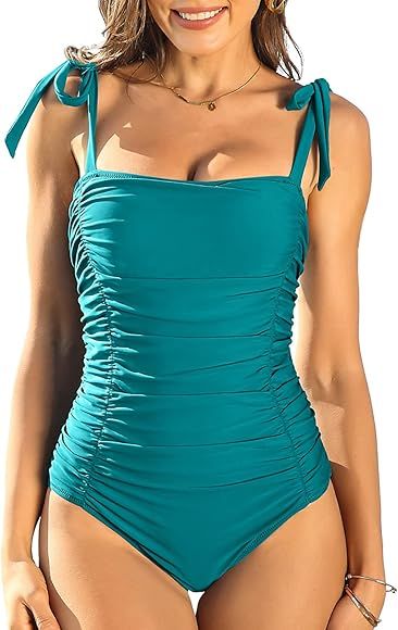 SOCIALA Womens One Piece Swimsuits Tummy Control Ruched Monokini Bathing Suits | Amazon (US)