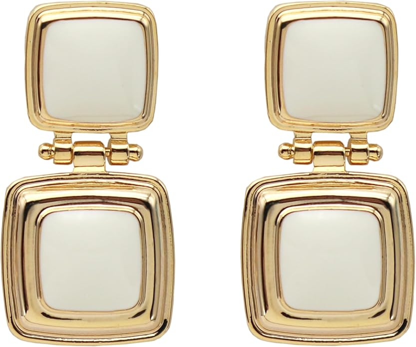 Dangle Drop Earrings for Women Cute Gold Geometric Statement Jewelry White Black | Amazon (US)
