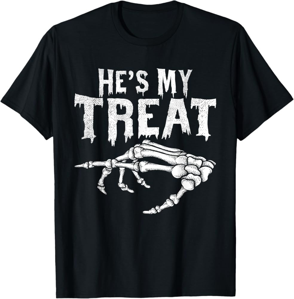 He's My Treat Skeleton Couple Matching Halloween Outfits T-Shirt | Amazon (US)