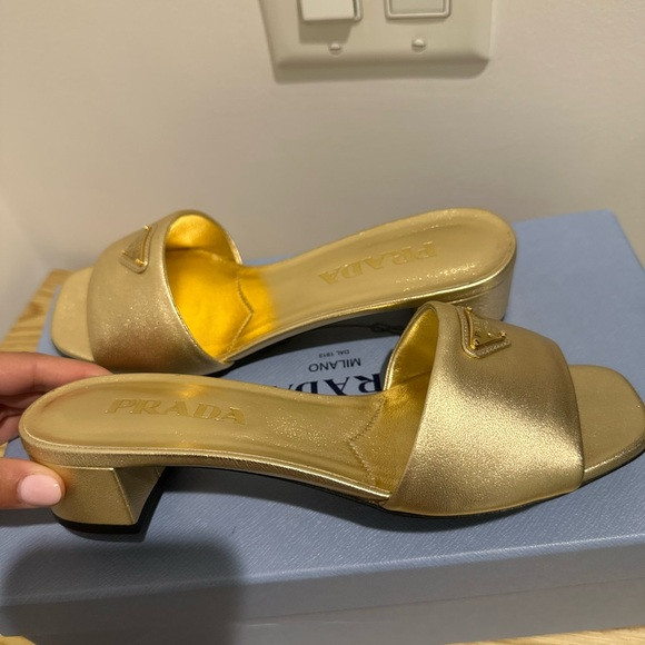 Prada Gold Metallic Sandals/Mules | Poshmark