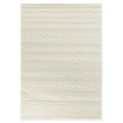 Orian Jersey Home Collection 7-Foot 7-Inch x 10-Foot 10-Inch Organic Cable Area Rug in Ivory | Bed Bath & Beyond