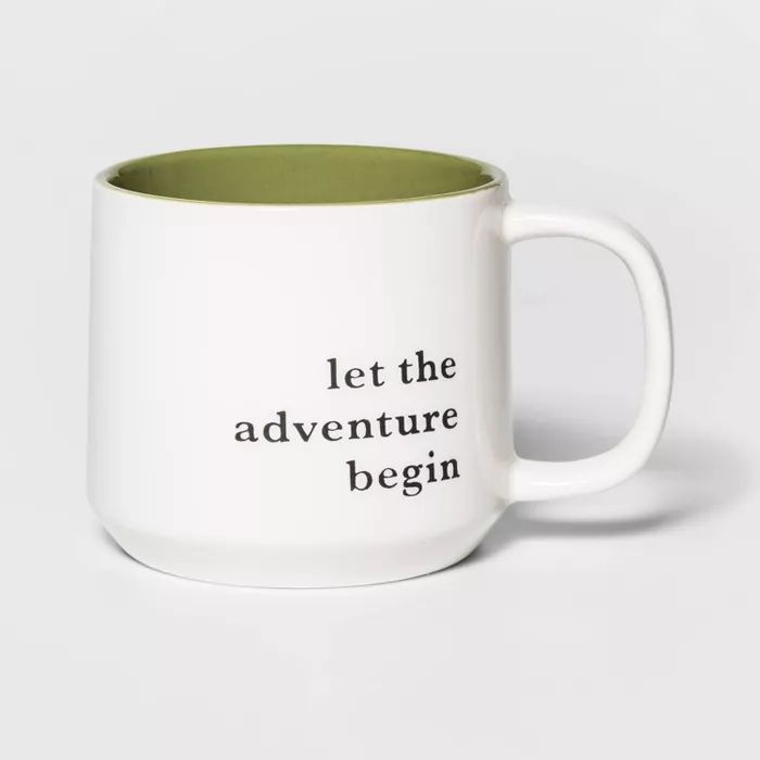 16oz Stoneware Let the Adventure Begin Mug Moss - Threshold&#8482; | Target