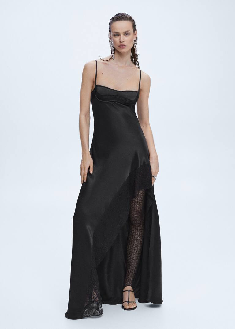 Corset neckline satin dress -  Women | Mango United Kingdom | MANGO (UK)