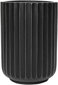 DTY Signature Mount Elbert 1-piece Fluted Fiberstone Planter for Indoor/Outdoor, Black, 22" H x 1... | Amazon (US)