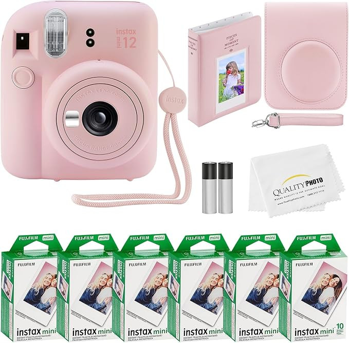 Fujifilm Instax Mini 12 Instant Camera + 60 Photo Prints + Quality Photo Value Bundle, Case, Deco... | Amazon (US)