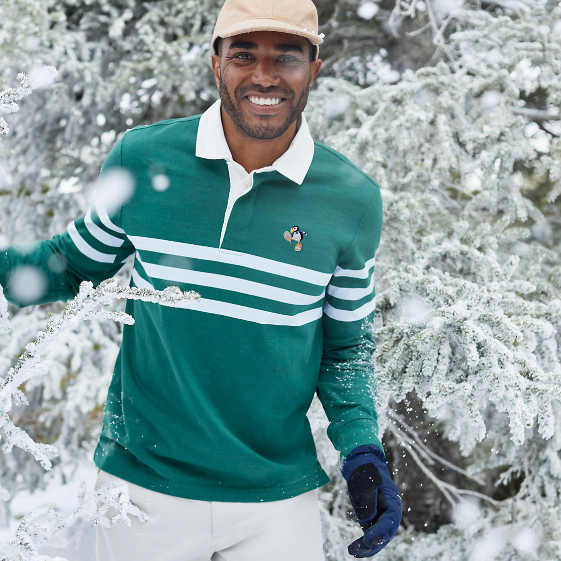 Men's Tall Long Sleeve Stripe Rugby Shirt | Lands' End (US)