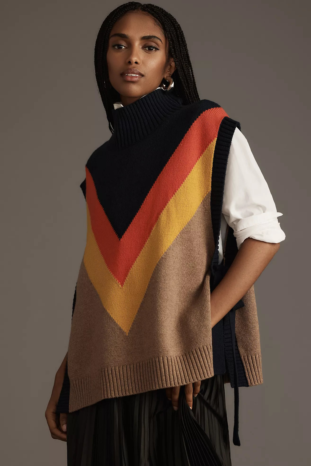 Maeve Varsity Stripe Poncho Sweater Vest | Anthropologie (US)