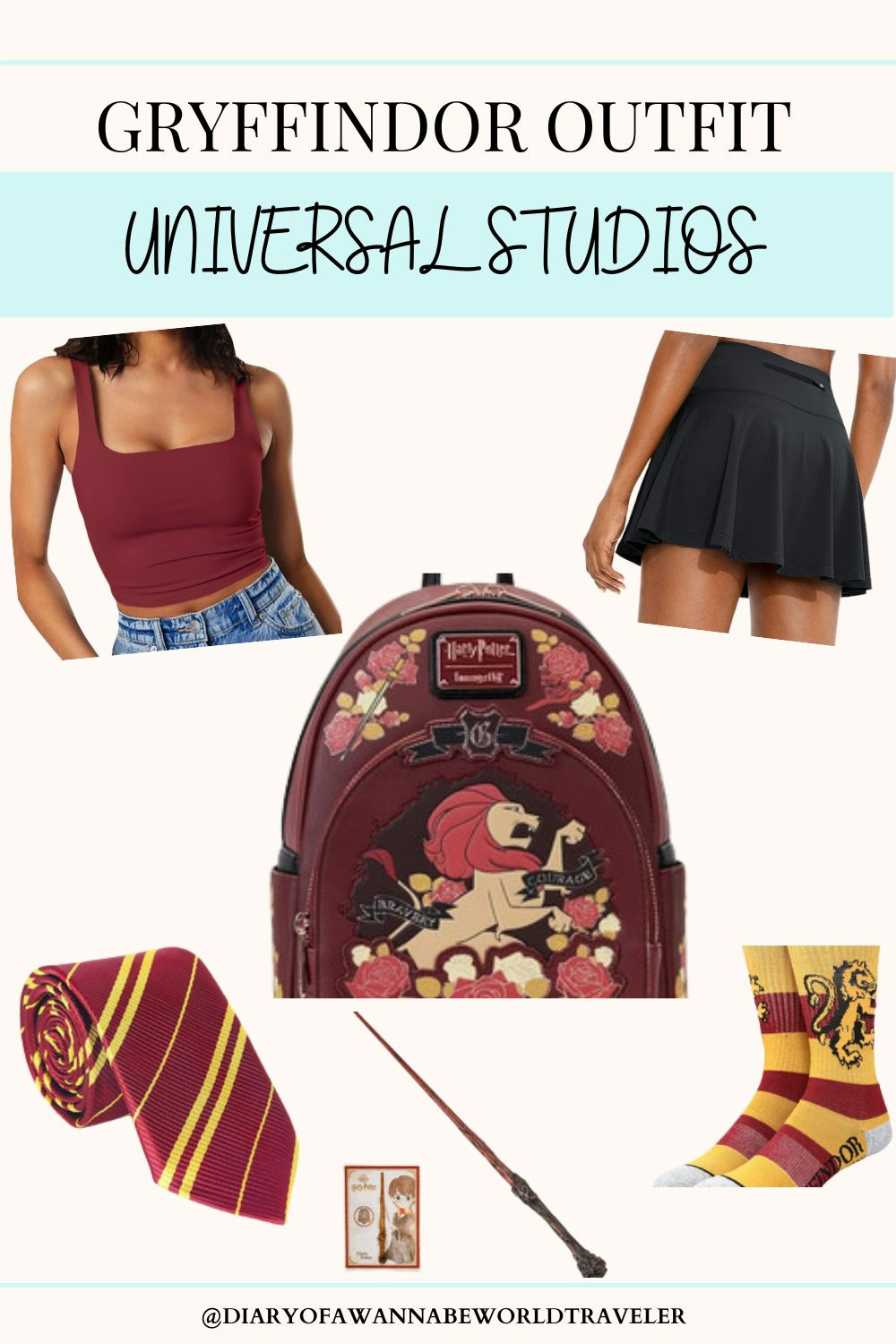 Gryffindor- themed Universal Studios Outfit. Show off your Gryffindor spirit with this outfit complete with a Gryffindor backpack. 

 #LTKSeasonal #LTKFindsUnder100 #LTKTravel