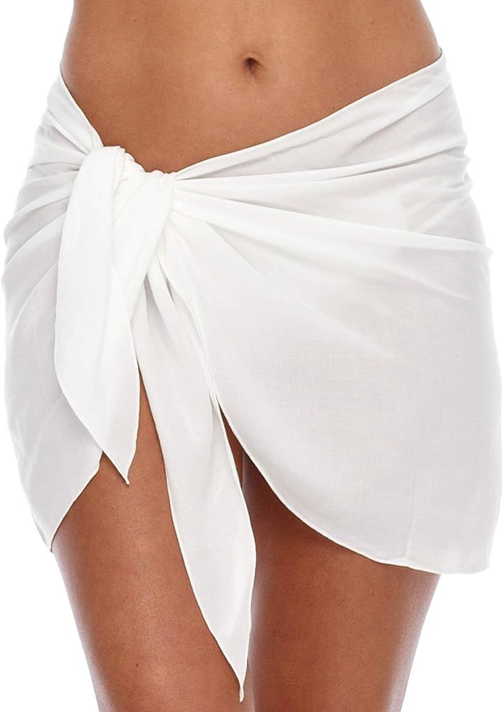 SHU-SHI Womens Bathing Suit Cover Up Sarong Pareo Beach Skirt Short Sarong Wrap | Amazon (US)