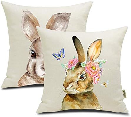FOOZOUP Easter Rabbit Throw Pillow Case Cushion Cover Spring Decor for Sofa Couch 18 x 18 Inch (B... | Amazon (US)