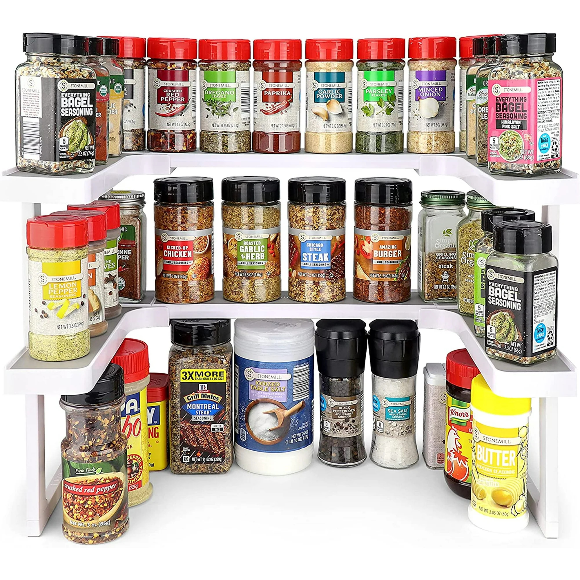 The Spicy Shelf Deluxe, 1 Set of 2 Shelves Spice Rack Organizer, Plastic, White - Walmart.com | Walmart (US)