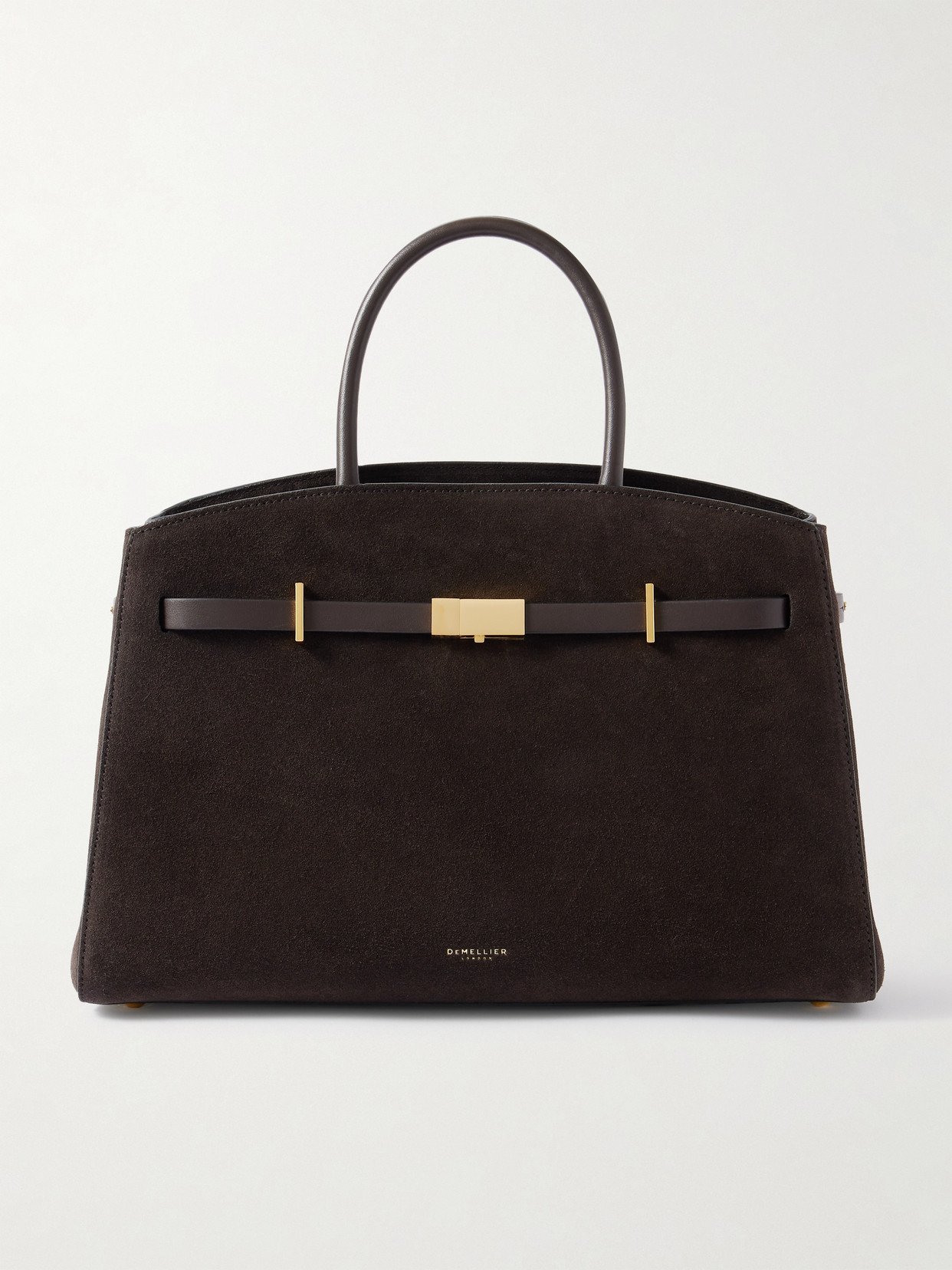 DeMellier - The Midi Hudson Leather-trimmed Suede Tote - Brown | NET-A-PORTER (US)