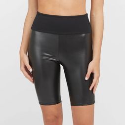 ASSETS by SPANX Women's Faux Leather Bike Shorts - Black | Target