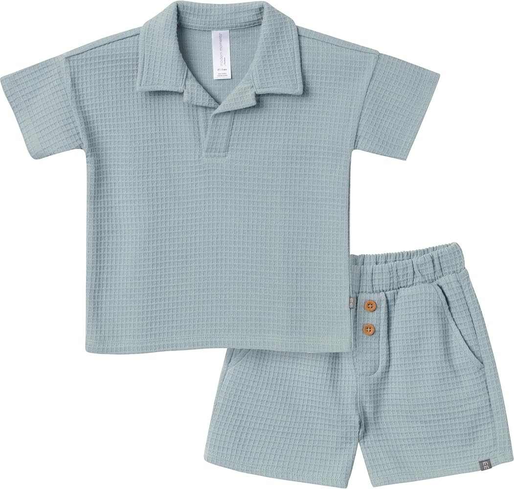 Modern Moments by Gerber Baby Boys 2-piece Johny Collar Shirt & Short Set | Amazon (US)
