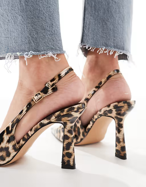 schuh Shona slingback heeled shoes in leopard patent | ASOS (Global)