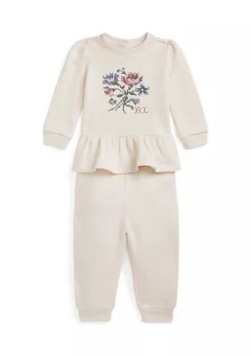 Ralph Lauren Childrenswear Baby Girls Floral Fleece Sweatshirt and Pant Set | Belk