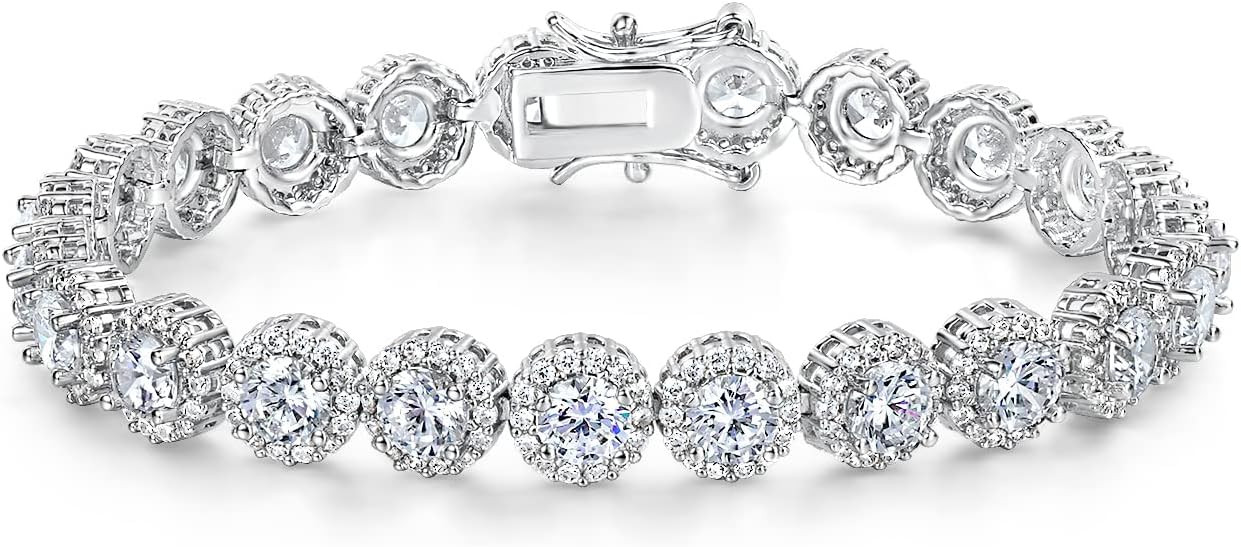 Gemsme Tennis Bracelet for Women 1 Row 18K Yellow Gold/White Gold Plated 5mm Round Cubic Zirconia... | Amazon (US)