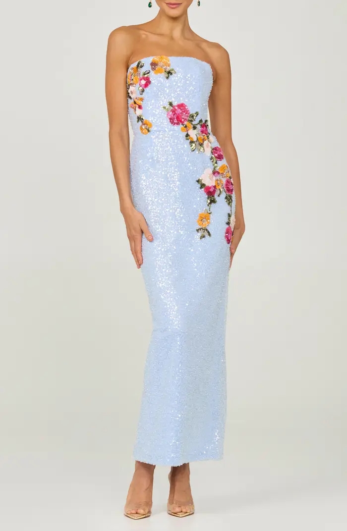 HELSI Silvia Floral Sequin Strapless Cocktail Dress | Nordstrom | Nordstrom