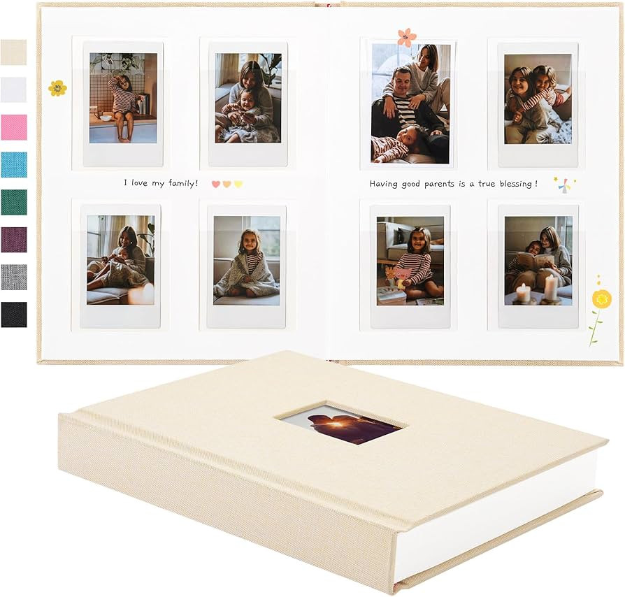 112 Pockets Instax Mini Photo Album For 2x3 Pictures, Linen Hardcover Polaroid Photo Album With W... | Amazon (US)