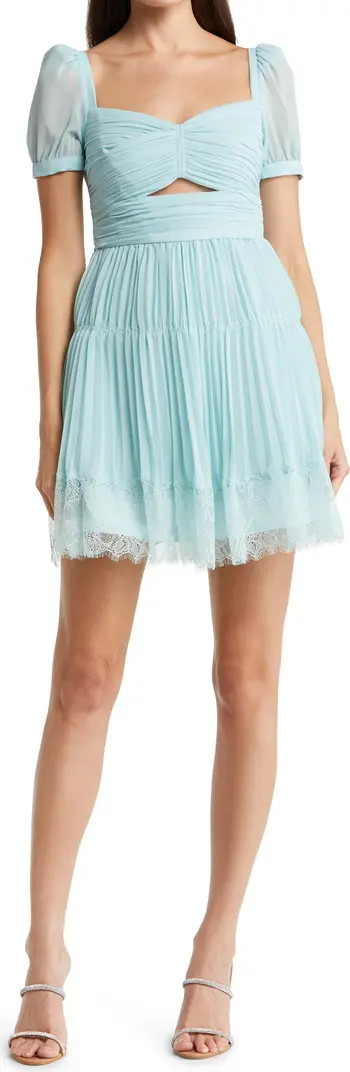 Self-Portrait Cutout Lace Trim Chiffon Minidress | Nordstrom | Nordstrom