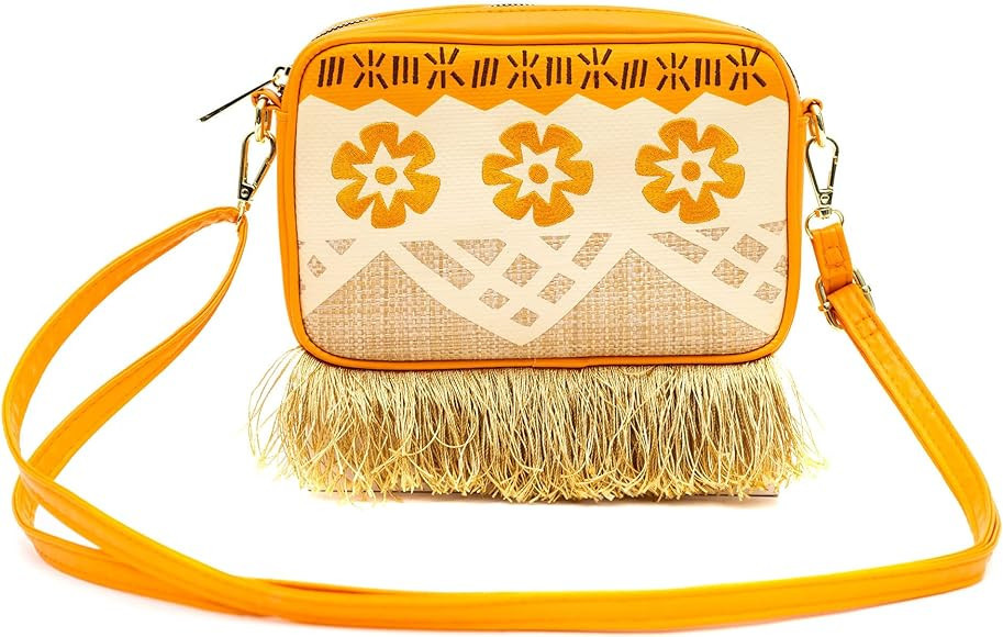 Disney Bag, Horizontal Cross Body, Moana Embroidered Skirt Pattern with Hei Hei and Pua Pose, Raf... | Amazon (US)