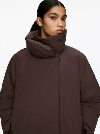 Upcycled Down High-Collar Jacket – Dark Brown – ARKET GB | Arket UK