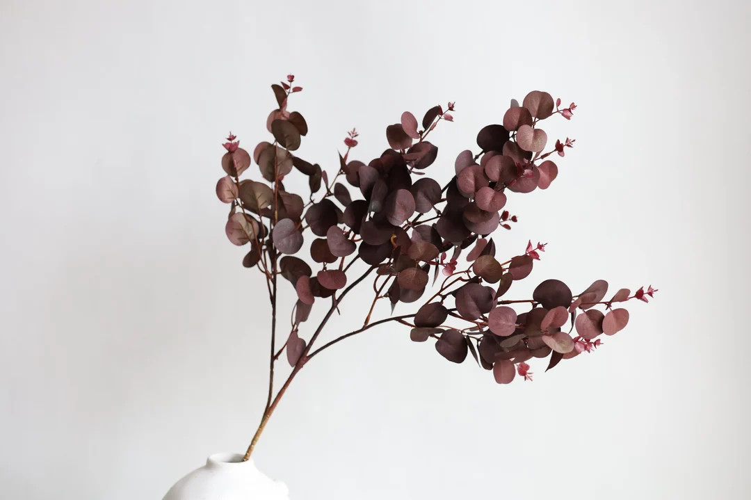 Faux Eucalyptus, Burgundy Eucalyptus, Fall Flowers, Artificial Eucalyptus, Autumn Orange Eucalypt... | Etsy (US)